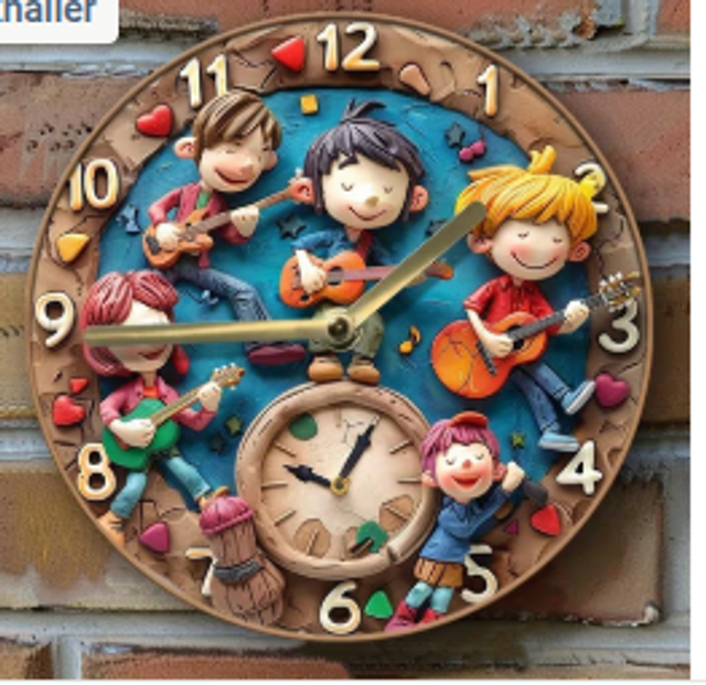 Vintage metalen klok rockband (20cm diameter) Nieuw.