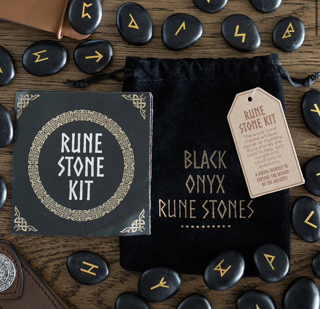 Black Onyx Viking Rune Stone Set