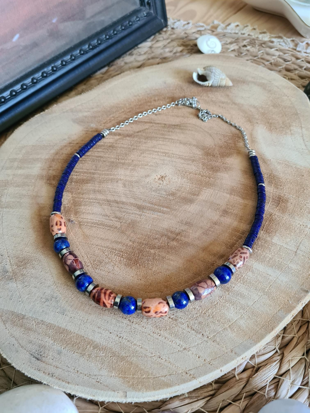Collier Bois et Lapis Lazuli 