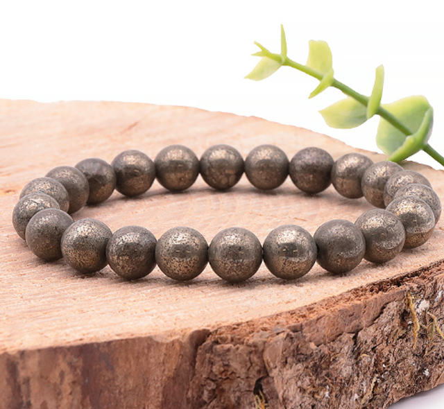 Bracelet boule 08mm pyrite qualité A