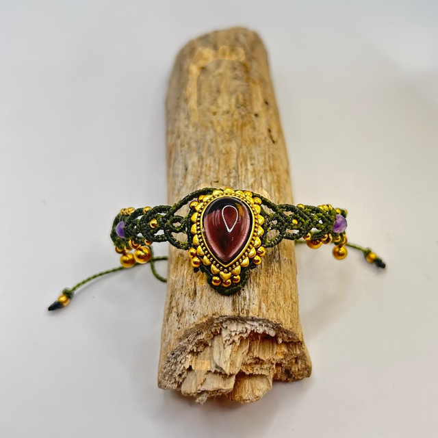 Bracelet SUNDOWN – Améthyste &amp; micro-macramé