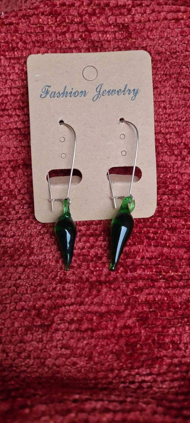 Glass Large Chilli Pepper Earrings