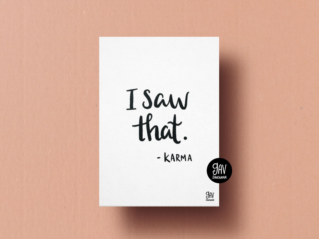 I saw that, hand-lettered print
