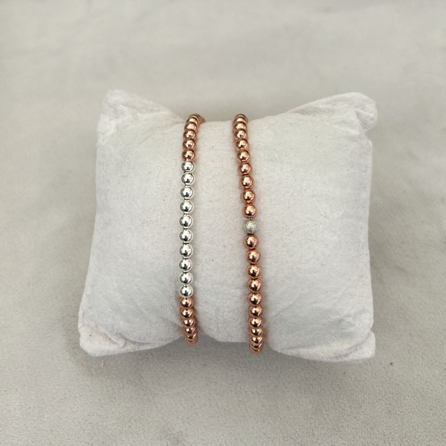 Copper bracelet 4mm beads and sterling silver 