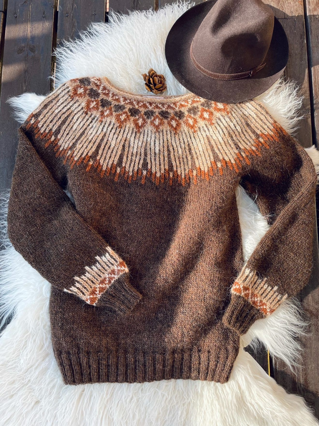 Hopi Sweater Kit - Col 03 (Chocolate Heather Lettlopi) - Wool & Pattern - Linka Neumann