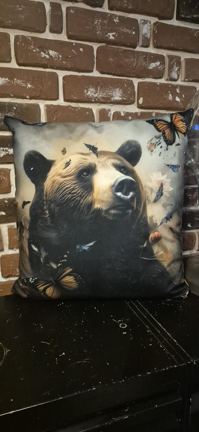 Coussin ours papillon 