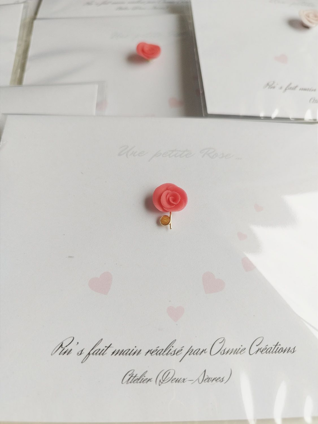 Carte Pin's Petite Rose Corail