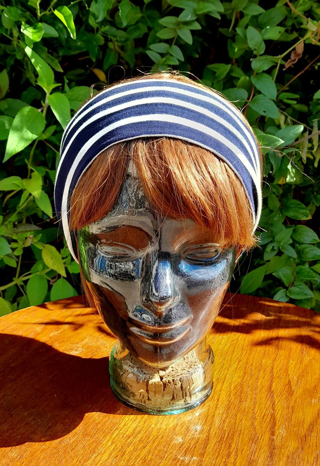 Bandeau jersey coton rayé marine M