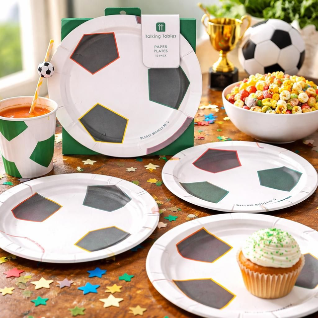 Assiettes football 18cm x 18cm 