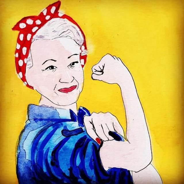 Portrait personnalisé en Rosie the riveter