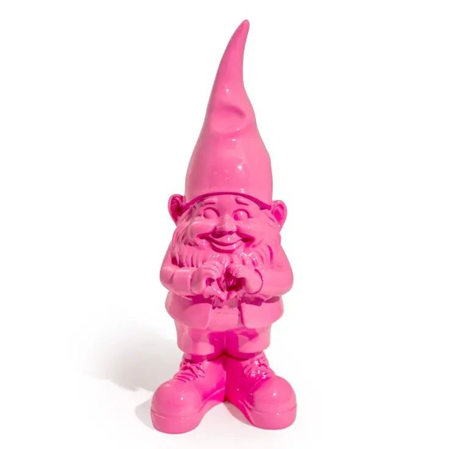 Medium Bright Pink "Heart Hands" Gnome Figure