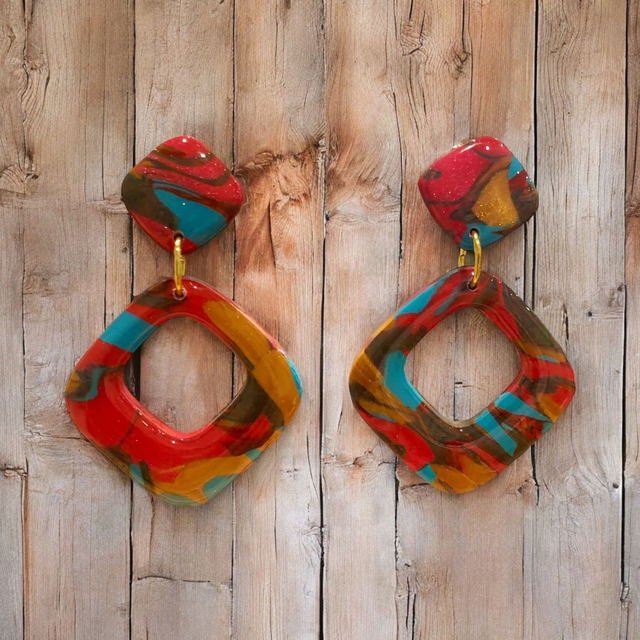 DOUBLE LOSANGES ROUGE/JAUNE/BLEU