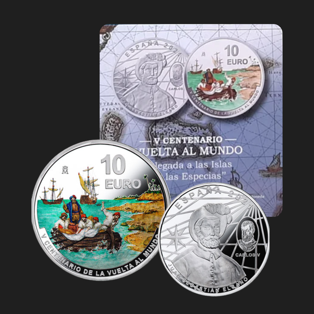 10€ - V Centenario de la vuelta al mundo (Llegada a las Islas de las Especias-Islas Moluscas). 2021