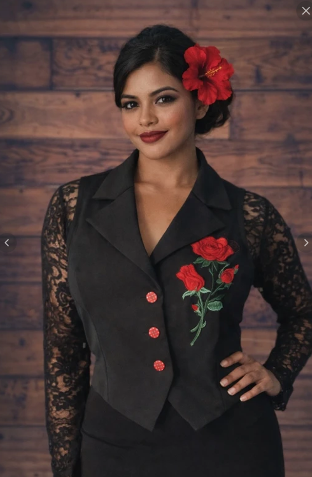 507 Taille M Gilet dos nu Fleur 