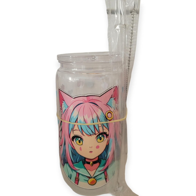 Gourde avec paille en plastique Manga 