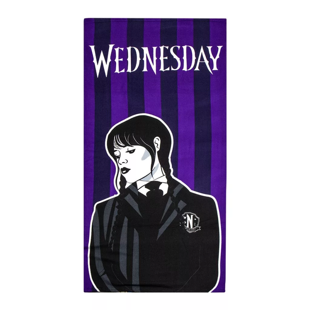 🖤 Serviette de bain Mercredi Addams – 70x140 cm – Séchage rapide