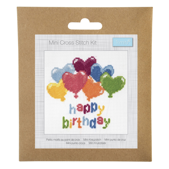 Trimits Counted Cross Stitch Kit: Mini: Birthday Balloons