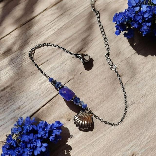 Bracelet acier inoxydable bleu foncé et argenté