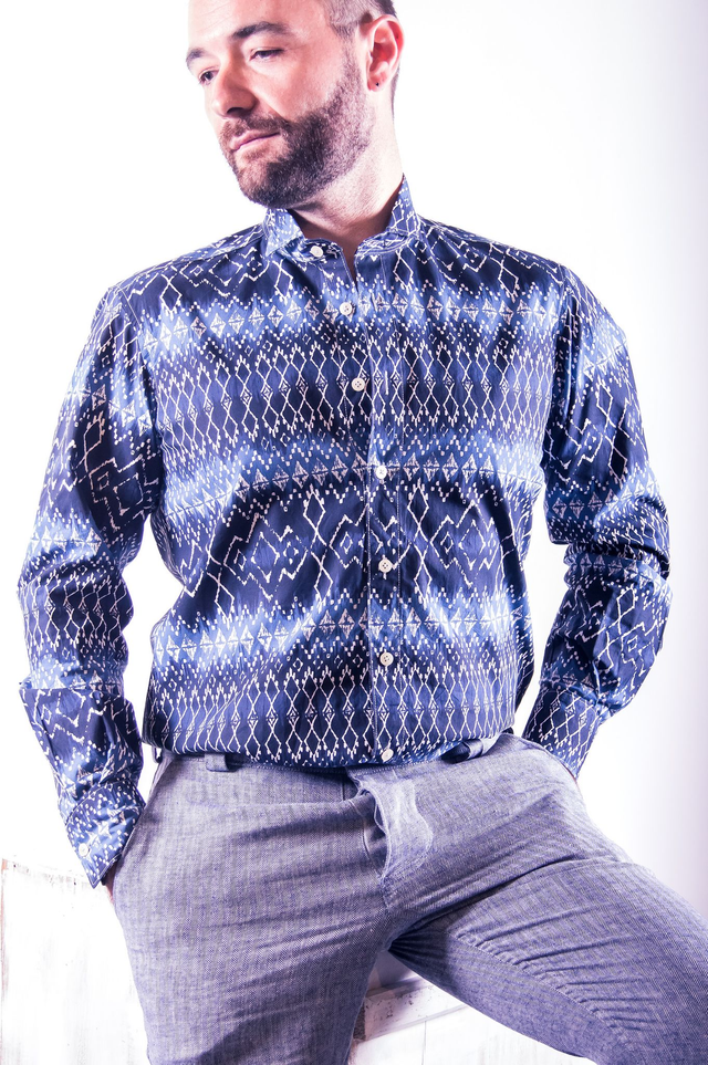 Chemise "Batik bleu" - Pièce unique - Taille M