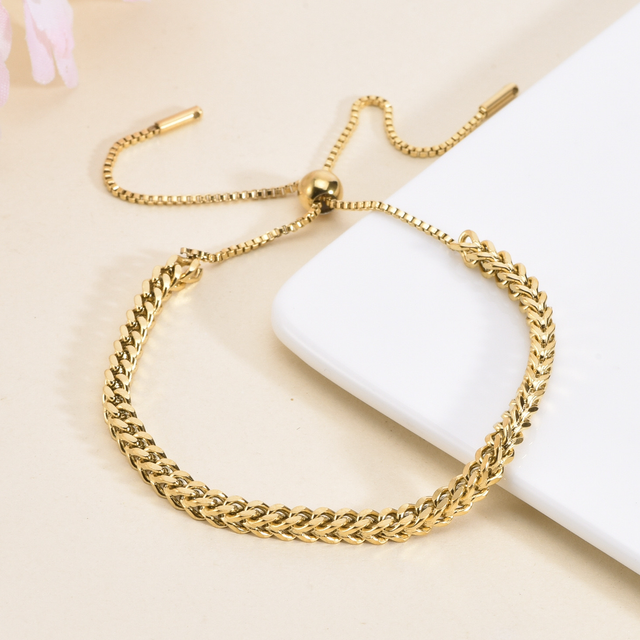 Wheat Chain Gold Stainless Steel Bracelet 