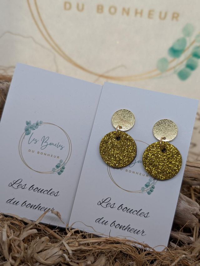 Boucles d'oreilles Anti Gaspi jaune paillettes ag101