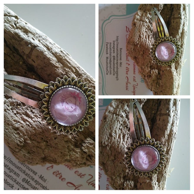 Pince à cheveux cabochon, barrette, été, cabochon