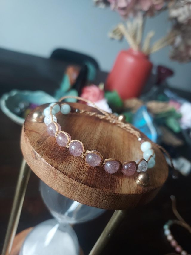 Quartz Fraise-Cristal de Roche-Angelite Verte 