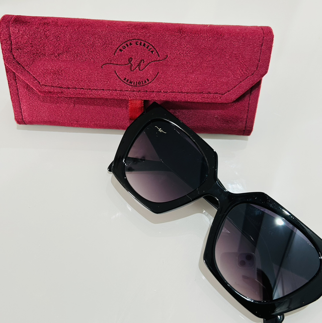 Óculos de sol maxi quadrado preto lente degradê - proteção uv