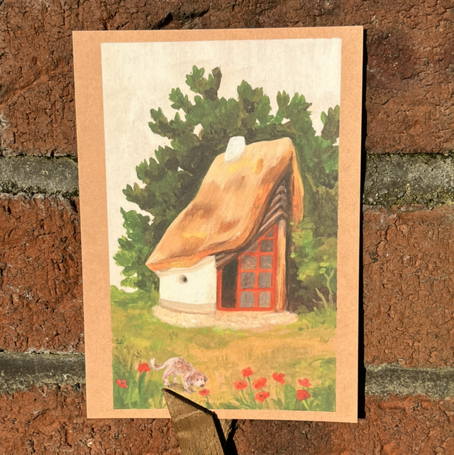 Cosy Cottage Gouache Print A6 