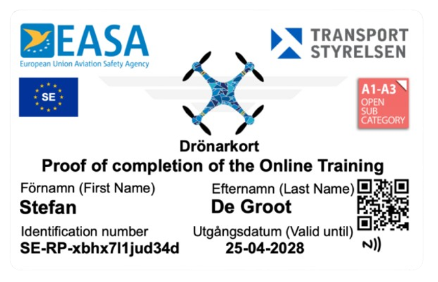 Sweden Custom Drone Licentse Print A1/A3