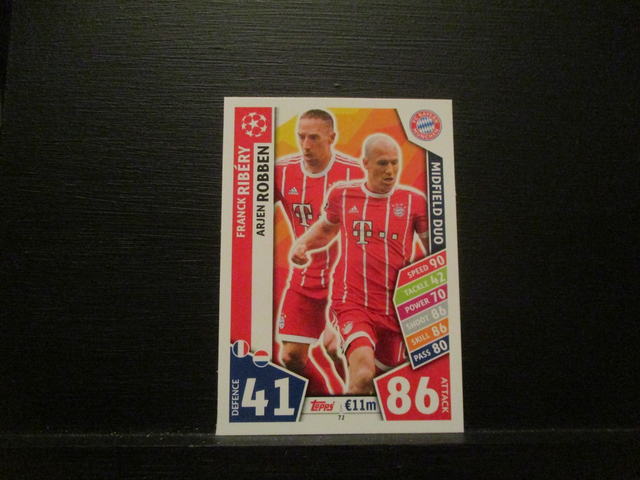 Franck Ribery / Arjen Robben - UEFA Champions League Match Attax 2017/18 Original Trading Card #72