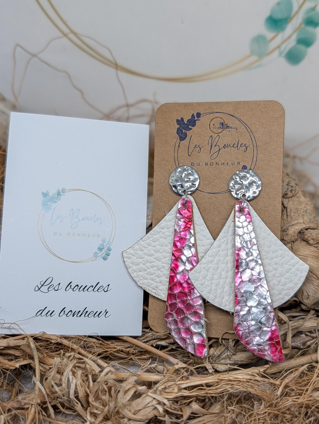 Boucles d'oreilles Georgia blanc fushia ge017