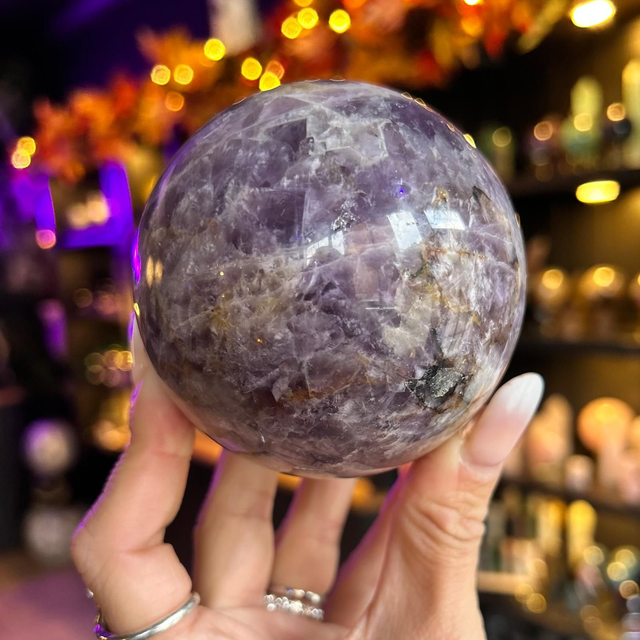 Amethyst with Crazy Lace Agate Sphere R59K5