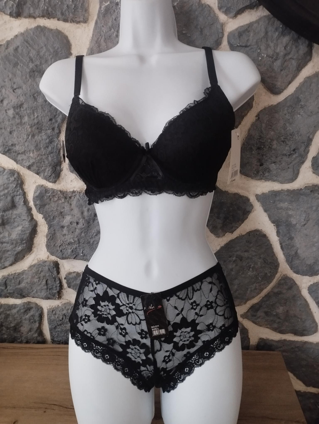 Ensemble bonnet B noir avec rembourrage et armatures, push up
