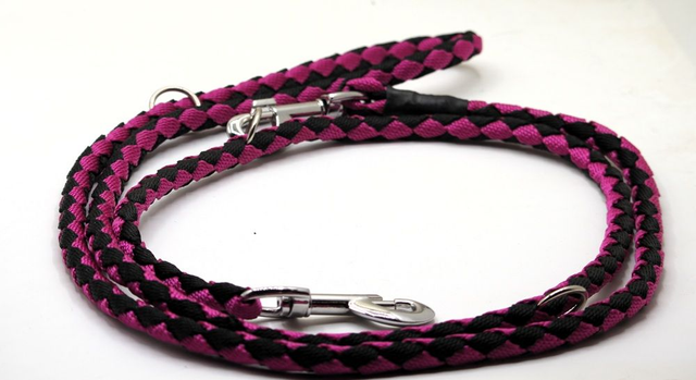 Laisse main libre 3 positions Fuschia/Noir 