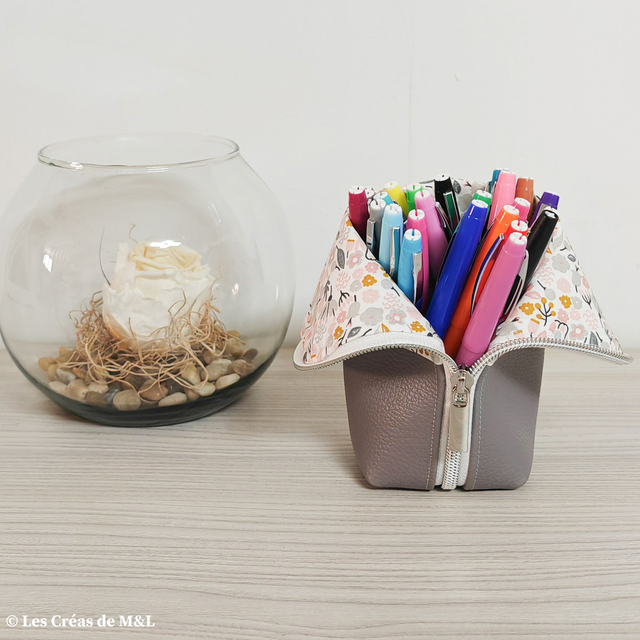 La Trousse Pot à Crayon Fleurs R&G / Gris