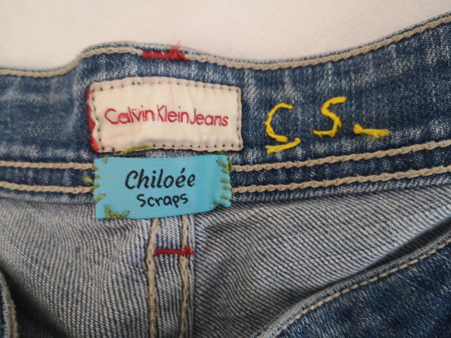 SASHIKO - Jeans Calvin Klein - retapé by Chiloée - Pièce Unique