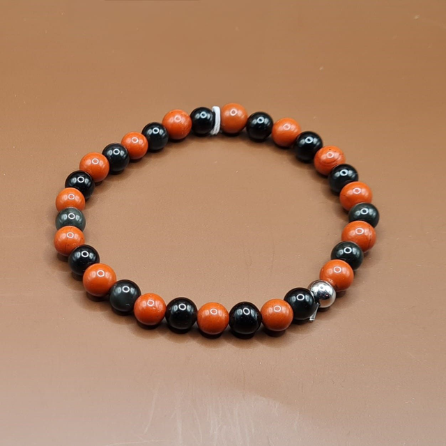 Bracelet Jaspe rouge – obsidienne noire