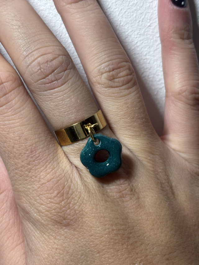 Doré 6mm Pampille Bleu Canard Pailleté