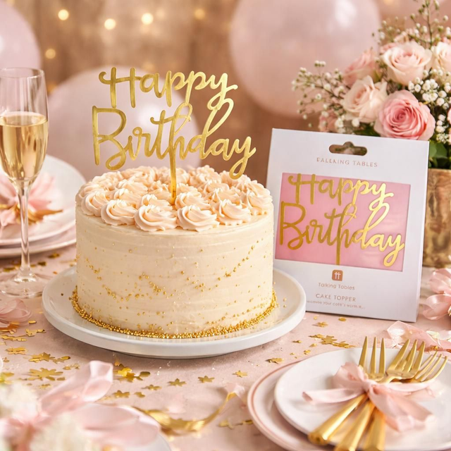 Cake topper Happy Birthday réutilisable