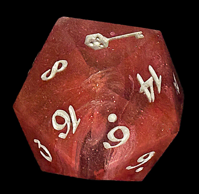Blood and Glitter  Chonky d20 - calligraphy