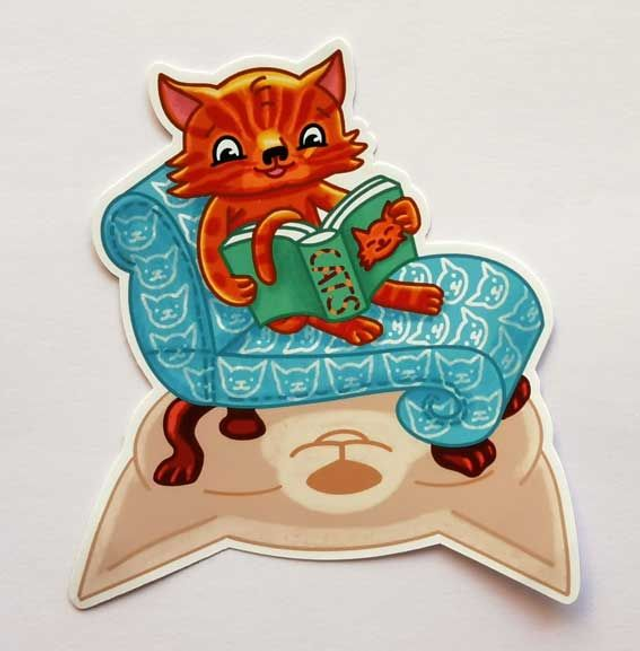 Die-Cut-Sticker "Reading Cat 2"