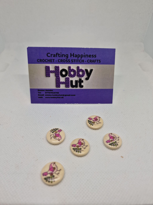 Pink Bird Buttons