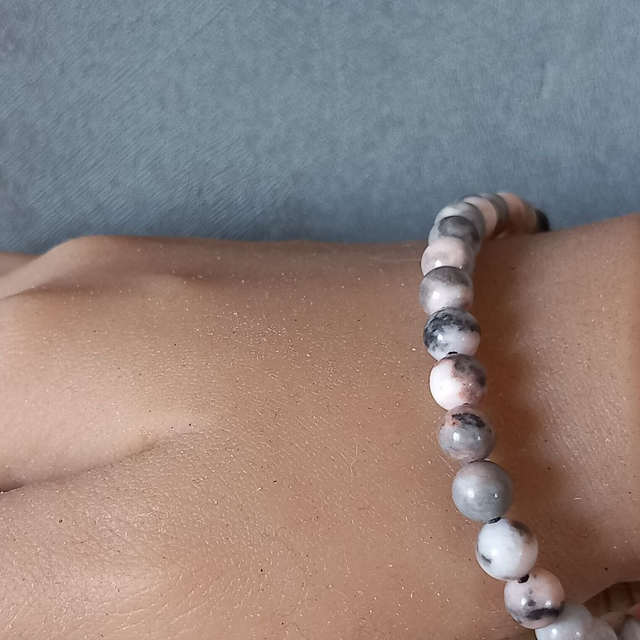 Bracelet ajustable en Jaspe zèbre rose