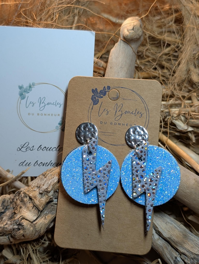 Boucles d'oreilles Queen bleu clair qu016