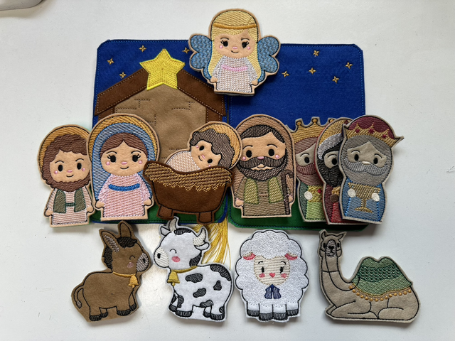 Nativity Finger Puppet story set with scene