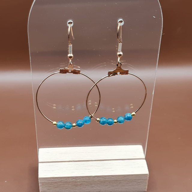 Créoles Apatite bleue 3 cm