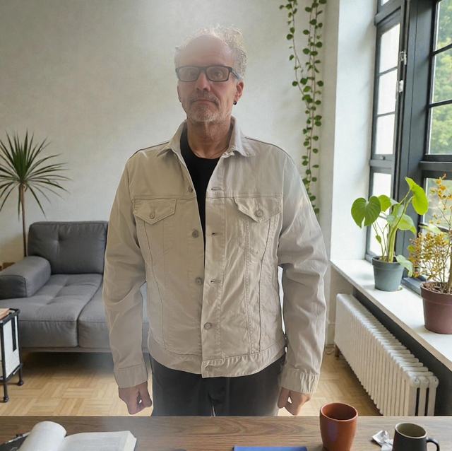 Veste en jean beige customisée taille XL