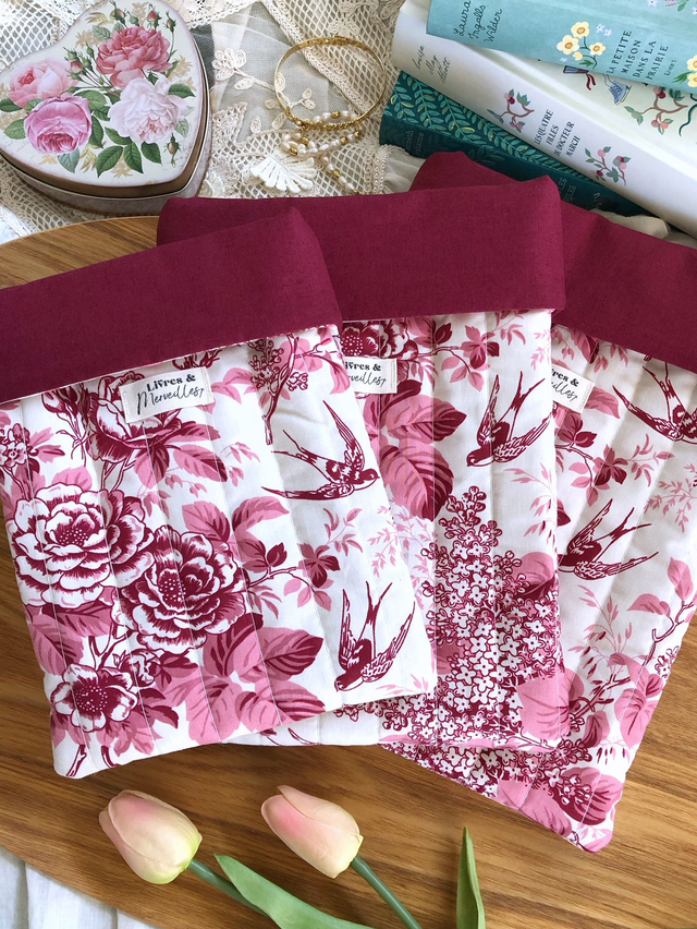 Pochette à livres en coton matelassé Philomèle - rouge