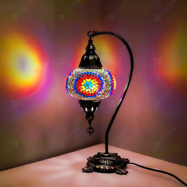 Large Mosaic Swanneck Table Lamp